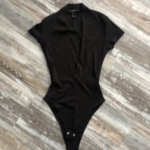 Sexy deep front cut bodysuit bearley worn